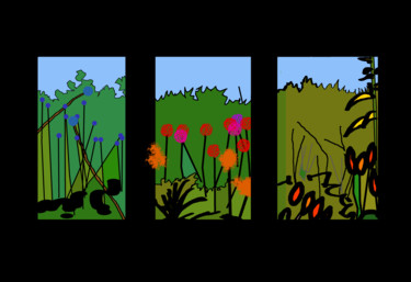 Digitale Kunst getiteld "Garden Sequence" door Gerald Shepherd F.F.P.S., Origineel Kunstwerk, Digitaal Schilderwerk