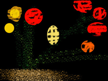 Digitale Kunst mit dem Titel "Red Sun Flowers" von Gerald Shepherd F.F.P.S., Original-Kunstwerk, Digitale Malerei