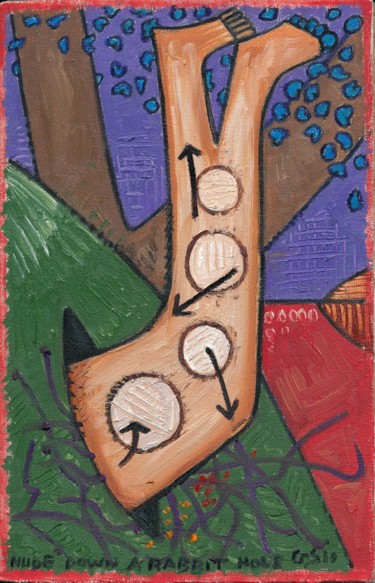 Peinture intitulée "Nude Down A Rabbit…" par Gerald Shepherd F.F.P.S., Œuvre d'art originale, Huile