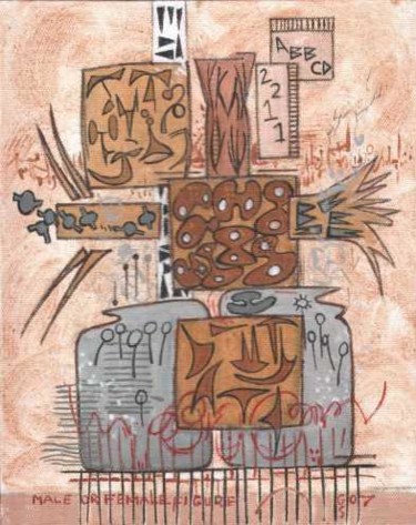 Картина под названием "Male Or Female Figu…" - Gerald Shepherd F.F.P.S., Подлинное произведение искусства, Масло