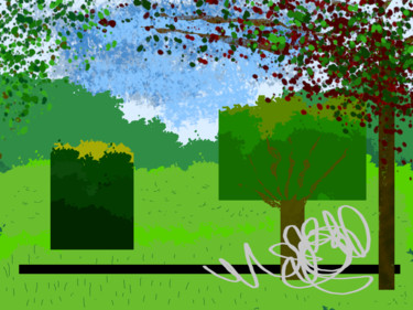 Digitale Kunst getiteld "Line In The Park" door Gerald Shepherd F.F.P.S., Origineel Kunstwerk, Digitaal Schilderwerk
