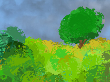 Digital Arts titled "Hills And Tree" by Gerald Shepherd F.F.P.S., Original Artwork, Digital Painting