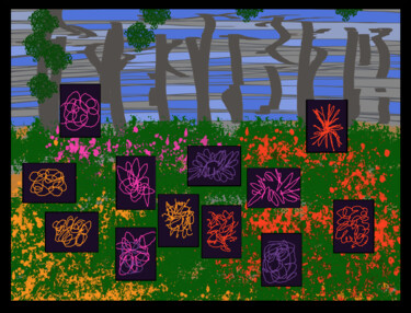 Arts numériques intitulée "The Rose Garden" par Gerald Shepherd F.F.P.S., Œuvre d'art originale, Peinture numérique