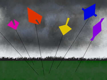 Digitale Kunst mit dem Titel "Kites" von Gerald Shepherd F.F.P.S., Original-Kunstwerk, Digitale Malerei