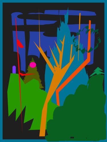 Цифровое искусство под названием "Vibrant Forest" - Gerald Shepherd F.F.P.S., Подлинное произведение искусства, Цифровая жив…