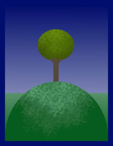 Digital Arts titled "Tree On A Hilltop" by Gerald Shepherd F.F.P.S., Original Artwork, Digital Painting