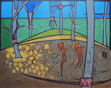 Картина под названием "Grove Of Trees" - Gerald Shepherd F.F.P.S., Подлинное произведение искусства, Акрил Установлен на кар…
