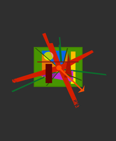 Arts numériques intitulée "Geometric Explosion" par Gerald Shepherd F.F.P.S., Œuvre d'art originale, Peinture numérique