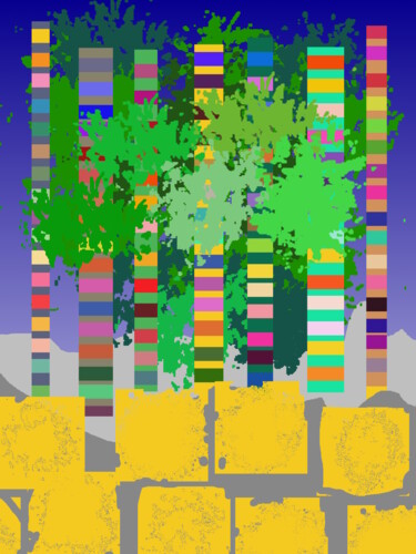 Digitale Kunst mit dem Titel "Psychedelic Forest" von Gerald Shepherd F.F.P.S., Original-Kunstwerk, Digitale Malerei