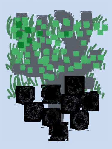 Digital Arts titled "Tree Among Rocks" by Gerald Shepherd F.F.P.S., Original Artwork, Digital Painting