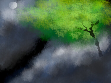 Digital Arts titled "Tree And Cloud" by Gerald Shepherd F.F.P.S., Original Artwork, Digital Painting