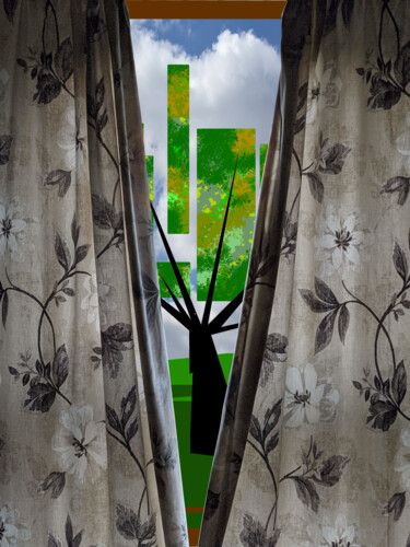 Arts numériques intitulée "Between The Curtain…" par Gerald Shepherd F.F.P.S., Œuvre d'art originale, Peinture numérique