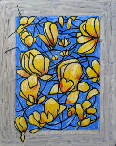 Pintura titulada "Flower Abstract*" por Gerald Shepherd F.F.P.S., Obra de arte original, Oleo