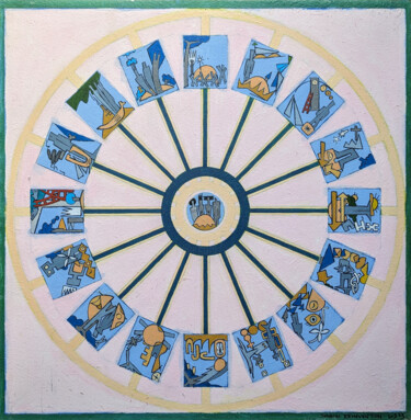 Painting titled "Sundial Reinvention" by Gerald Shepherd F.F.P.S., Original Artwork, Acrylic