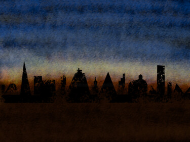 Digital Arts titled "The City At Dusk" by Gerald Shepherd F.F.P.S., Original Artwork, Digital Painting