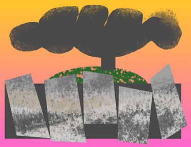 Digitale Kunst mit dem Titel "Tree Among Mountains" von Gerald Shepherd F.F.P.S., Original-Kunstwerk, Digitale Malerei