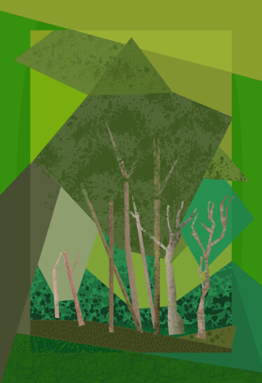 Artes digitais intitulada "Wood, Trees" por Gerald Shepherd F.F.P.S., Obras de arte originais, Pintura digital