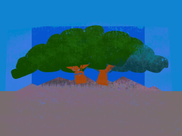 Arts numériques intitulée "Two Trees*" par Gerald Shepherd F.F.P.S., Œuvre d'art originale, Peinture numérique