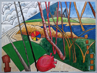 Pintura intitulada "Composite Landscape…" por Gerald Shepherd F.F.P.S., Obras de arte originais, Óleo Montado em Painel de m…