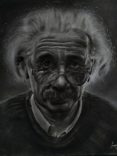 Portrait of Albert Einstein Drawing titled "Portrait of Albert…" by Gerald Udoinyang, Original Art, Charcoal