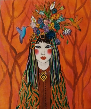 Pintura titulada "Floreciendo" por Geraldine Goyeneche, Obra de arte original, Acrílico