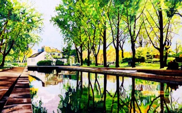 Peinture intitulée "le-parc-et-les-entr…" par Gérard Baty, Œuvre d'art originale, Huile