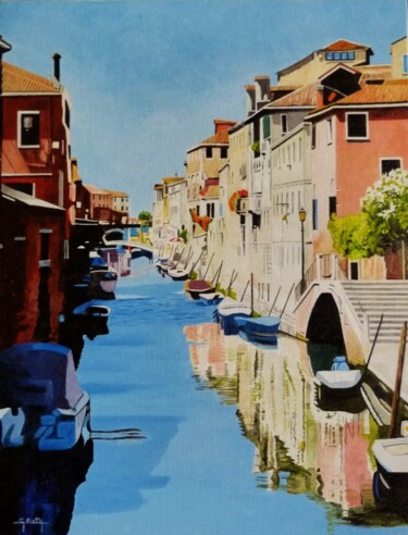 Peinture intitulée "Venise-La maison ro…" par Gérard Baty, Œuvre d'art originale, Huile