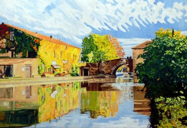Peinture intitulée "Canal du midi-Suspe…" par Gérard Baty, Œuvre d'art originale, Huile