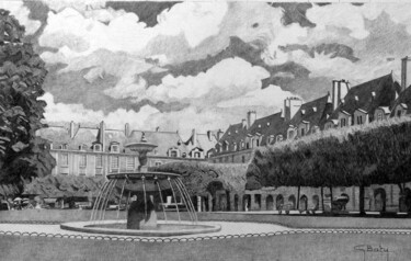 Dessin intitulée "Paris. Fontaine de…" par Gérard Baty, Œuvre d'art originale, Crayon