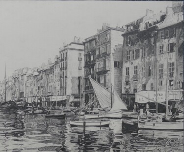 Drawing titled "Toulon - Le quai Cr…" by Gérard Baty, Original Artwork, Pencil