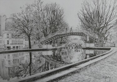 Dessin intitulée "Le canal Saint-Mart…" par Gérard Baty, Œuvre d'art originale