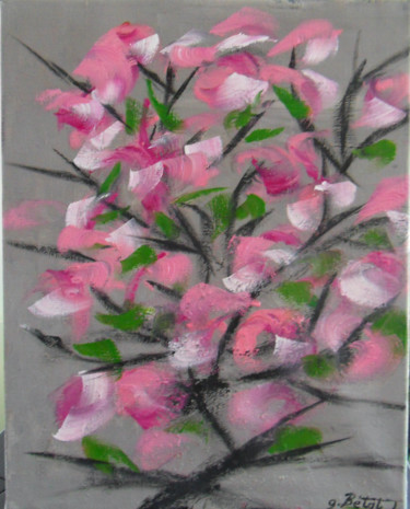 Peinture intitulée "Cerisier fleuri" par Gérard Bétat, Œuvre d'art originale, Huile