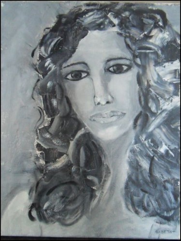 Painting titled "portrait-noir-et-bl…" by Gérard Bétat, Original Artwork, Oil