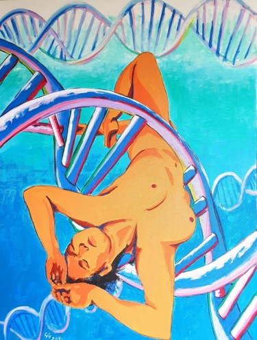 Peinture intitulée "Mon ADN" par Gg, Œuvre d'art originale, Acrylique