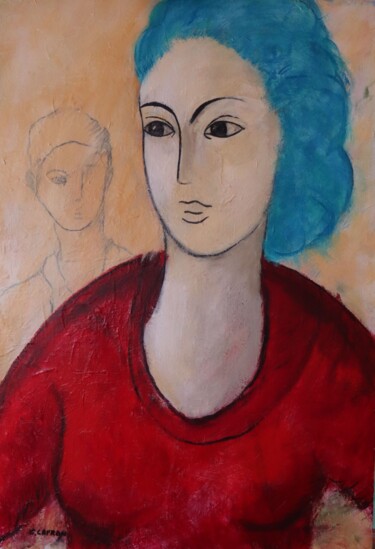 Painting titled "La fille aux cheveu…" by Gérard Capron (G.CAPRON), Original Artwork, Acrylic