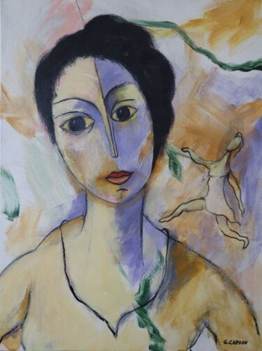Painting titled "Marguerite" by Gérard Capron (G.CAPRON), Original Artwork, Acrylic
