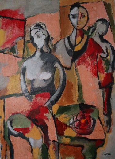 Painting titled "Coupe de fruits" by Gérard Capron (G.CAPRON), Original Artwork, Acrylic