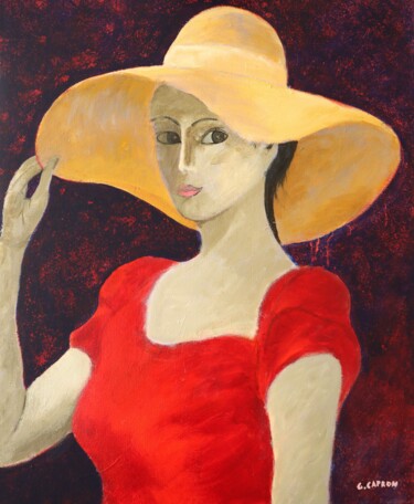 绘画 标题为“Femme au chapeau” 由Gérard Capron (G.CAPRON), 原创艺术品, 丙烯