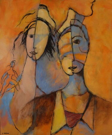 Painting titled "Les saltimbanques" by Gérard Capron (G.CAPRON), Original Artwork, Acrylic