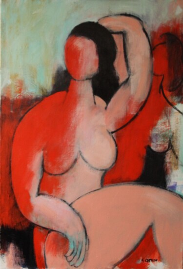 Peinture intitulée "Nu rouge" par Gérard Capron (G.CAPRON), Œuvre d'art originale, Acrylique