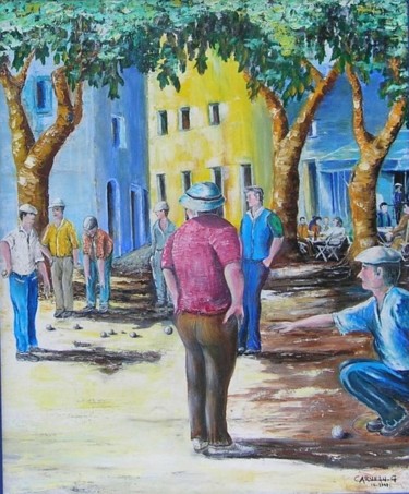 Painting titled "la-petanque.jpg" by Gerard Carneau, Original Artwork, Oil