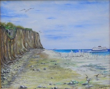 Painting titled "falaises-de-sangatt…" by Gerard Carneau, Original Artwork, Oil