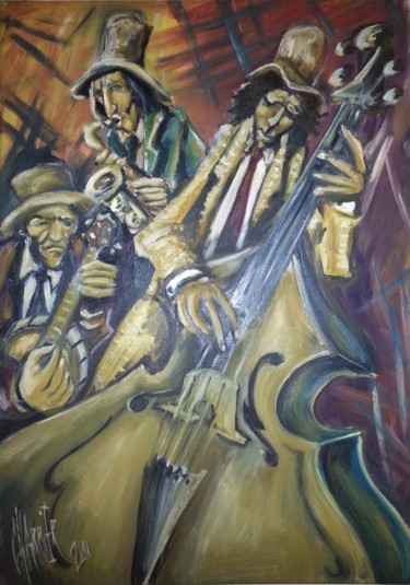 Peinture intitulée "TRIO JAZZ" par Gerard Charrier, Œuvre d'art originale, Huile