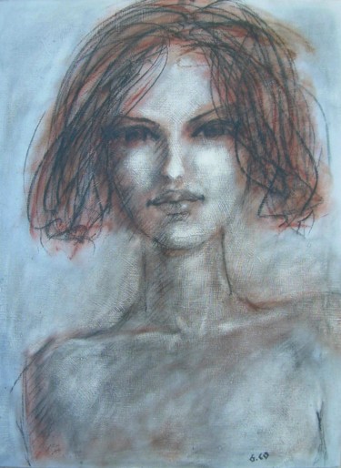 Drawing titled "Visage" by Gérard Cottereau, Original Artwork