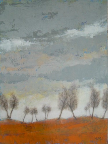 Painting titled "Paysage" by Gérard Cottereau, Original Artwork, Acrylic