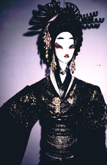 Textile Art titled "Geisha 2" by Gérard Courcelle, Original Artwork, Fabric