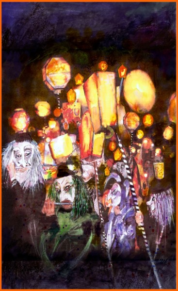 Painting titled "basel fasnacht 2" by Gérard Courcelle, Original Artwork, Acrylic