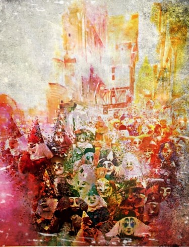 Malerei mit dem Titel "Basel Fasnacht 1" von Gérard Courcelle, Original-Kunstwerk, Öl