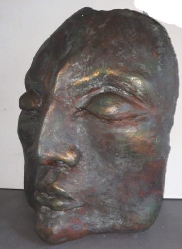 Sculpture titled "Masque" by Gérard Courcelle, Original Artwork, Bronze