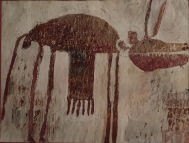 Peinture intitulée "Vache" par Gérard Cyne, Œuvre d'art originale, Gouache Monté sur Châssis en bois
